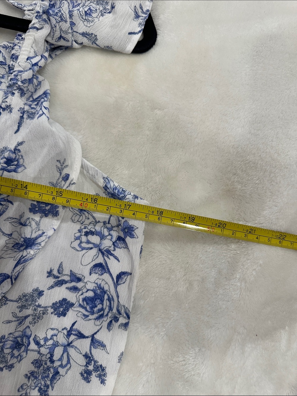 Moa Moa White Camisole with Blue Floral Print and Ruffle Straps - Picture 6 of 7